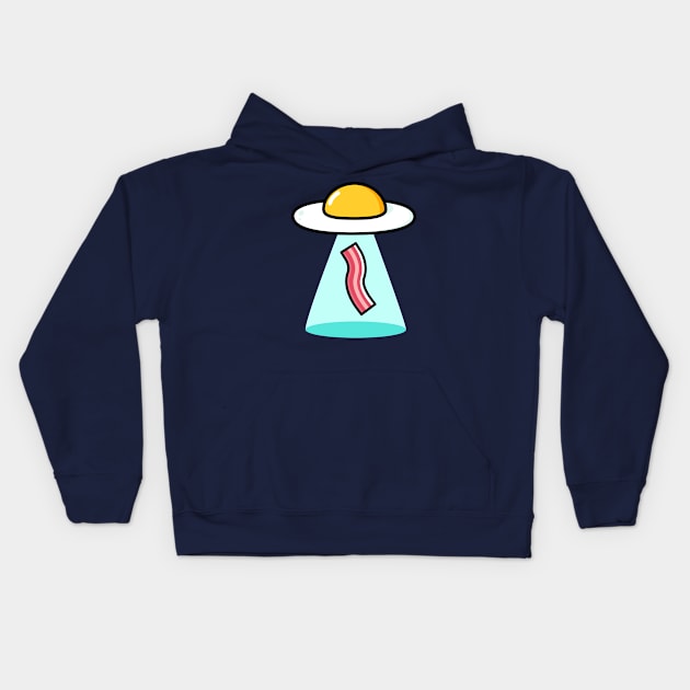 Breakfast Egg Bacon  UFO Sci Fi Kids Hoodie by happinessinatee